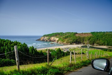 Scenic view of Playa de Cueva in Asturias, Spain