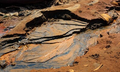 Photo of the ground mud soil texture and dirt with natural patterns