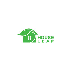 Leaf  house logo design with creative modern concept Premium Vector