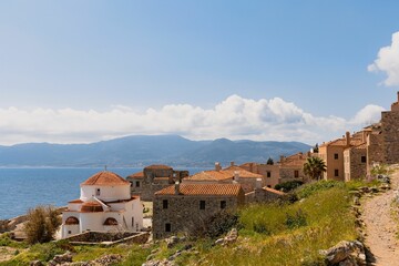 Majestic shot of the Monemvasia castle in Greece