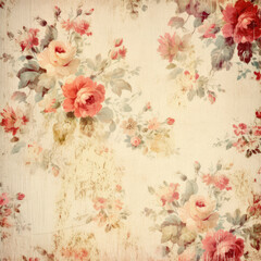 Floral Vintage Digital Paper Antique Textures Ephemera Scrapbook Paper