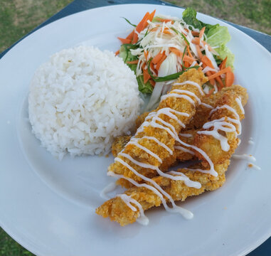 Fish finger with rice