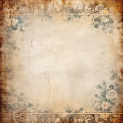 Floral Vintage Digital Paper Antique Textures Ephemera Scrapbook Paper