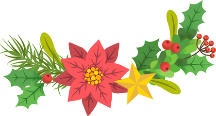 Christmas wreath with poinsettia