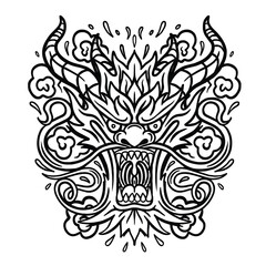 scary but elegant dragon face vector