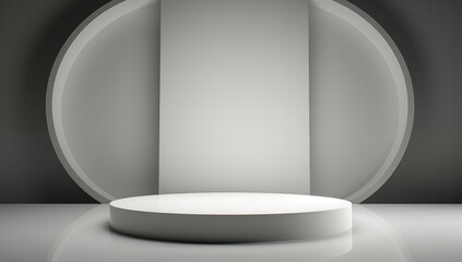 3d mock up of a white pedestal in black and white