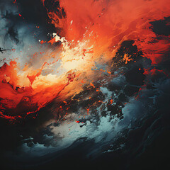Molten Marvel: An Abstract Representation of Fiery Lava Flow,red paint splashes background,abstract background