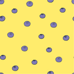 Blueberries pattern illustration. Simple seamless wallpaper.