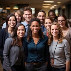 Obraz premium Happy international professional business people standing looking at camera smiling