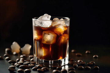 Golden Brew: Iced Coffee Amidst a Shower of Beans