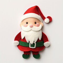 2d felt Christmas ornament, elf, Santa Claus decorated isolated white background . Generative ai