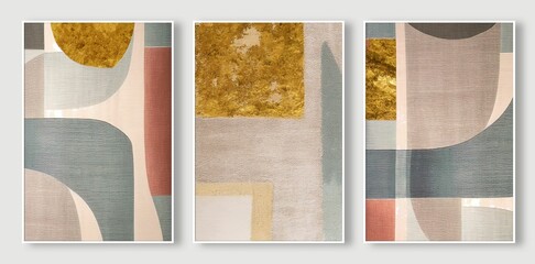 Set of three abstract painting background walls with strong decorative properties.