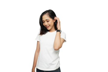 Beautiful Asian Girl Looking Down Cutout Isolated Background