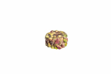Pistachio Syrian Turkish delight sweet candy isolated on white background