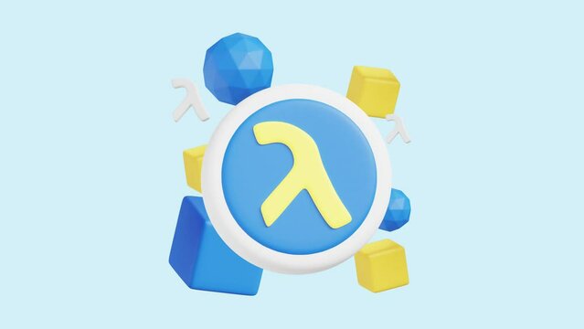 Lambda Technology animated 3d icon. Great for business, technology, company, websites, apps, education, marketing and promotion. Artificial Intelligence 3d icon animation.