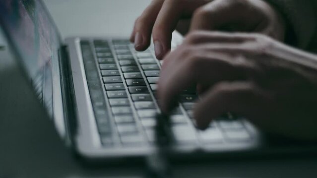 Closeup shot of a gray handheld computer keyboard