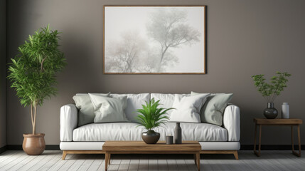 Blank Picture Frame Mockup On Gray Wall, Background Image, Hd
