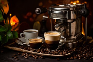 Experience the rich aroma of a freshly brewed Caffe Breve on a rustic backdrop
