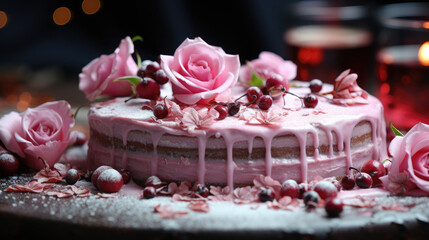 Naklejka premium Cardamom Rose Cake Professional Photography And Light, Background Image, Hd