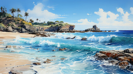 Caribbean Blue Acrylic Wash Watercolor, Background Image, Hd