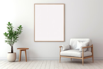 Aesthetic serenity Step into a living room adorned with minimalist touches, natural beauty, and a serene white couch is AI Generative.