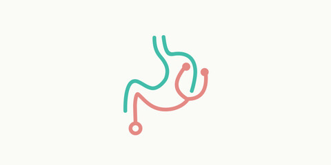 Creative Stomach Health Logo vector with stethoscope - creative Gastroenterology Healthy Logo element icon, stomach health icon vector template, stomach icon combination with stethoscope - obrazy, fototapety, plakaty