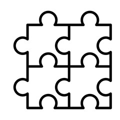 Puzzle creativity business icon with black outline style. jigsaw, business, piece, puzzle, concept, teamwork, solution. Vector illustration