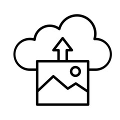 Upload creativity business icon with black outline style. upload, file, website, button, download, web, data. Vector illustration