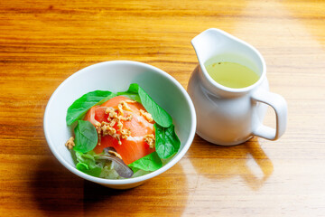 スモークサーモンの茶漬け