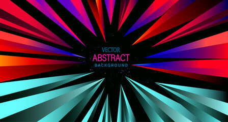 Futuristic explosion in space. Abstract background with colorful triangles, with space for text. Vector design