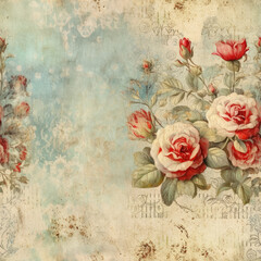 Floral Vintage Digital Paper Antique Textures Ephemera Scrapbook Paper