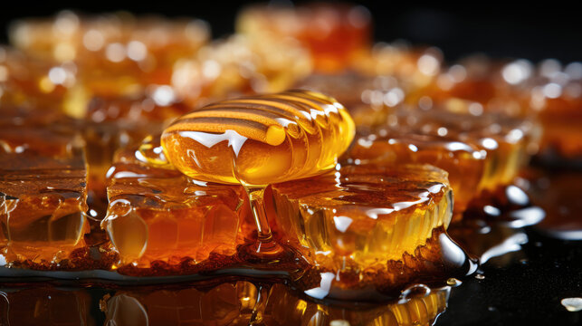 Close - Up Of Honeycomb From Which The Honey Flows , Background Image, Hd
