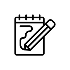 Drawing creativity business icon with black outline style. drawing, line, doodle, design, sketch, graphic, element. Vector illustration