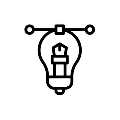 Creative process creativity business icon with black outline style. creative, process, design, business, idea, concept, abstract. Vector illustration