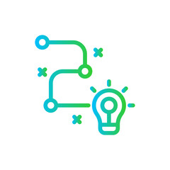 Creative strategy creativity business icon with blue and green gradient outline style. strategy, business, creative, idea, marketing, success, concept. Vector illustration