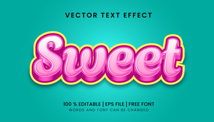 Sweet editable vector text effect template for banner and poster design with pink text color