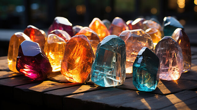 Color Saturated Crepuscular Rays On Transparent Stone, Background Image, Hd