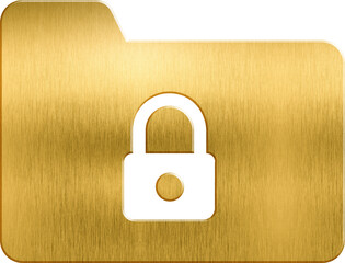 Golden icon protect datum confidential file secure lock privacy secret information document folder...