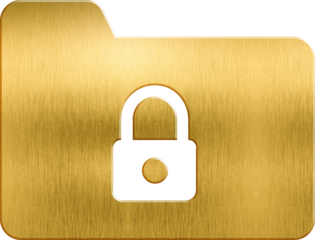 Golden icon protect datum confidential file secure lock privacy secret information document folder system computer web password safe safeguard secrecy confidence cyberspace access guard storage padloc