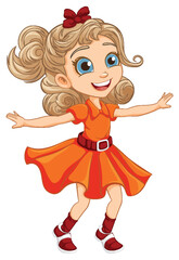 Happy Girl Dancing Cartoon Character Illustration