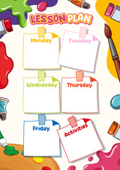 Colourful Art Theme Weekly Lesson Plan with Note Template