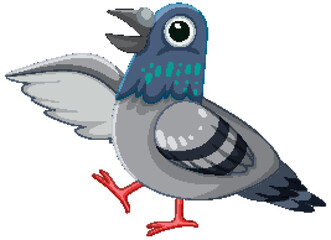 Cute Pigeon Bird Cartoon Character Walking Isolated