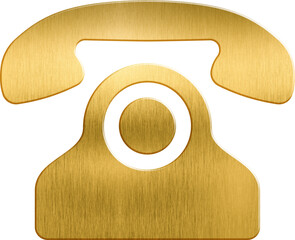 Golden icon landline communication phone call phone support connection handset receiver technology...