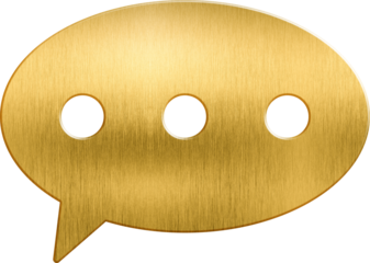 Golden icon testimonial feedback client support user life event communication consumer engagement comment advice application bubble chat check emotion enjoyment positive response form marketing happy 