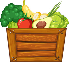 Organic Farm Producing Healthy Food in Wooden Crate