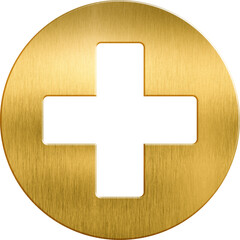 Golden icon plus cross plus 3d plus icon plus button plus sign plus healthy plus medicine add...