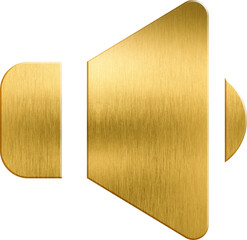 Golden icon speaker sound symbol loud loudspeaker volume audio music megaphone object media announcement noise communication voice message announce equipment communicate broadcast bullhorn web cybersp