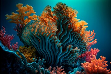 Fototapeta na wymiar AI generated illustration of corals under the ocean