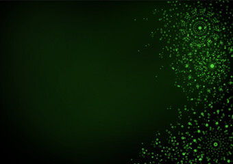 Small circles and bright green dots They are arranged into beautiful graphics. On a green and black gradient background.