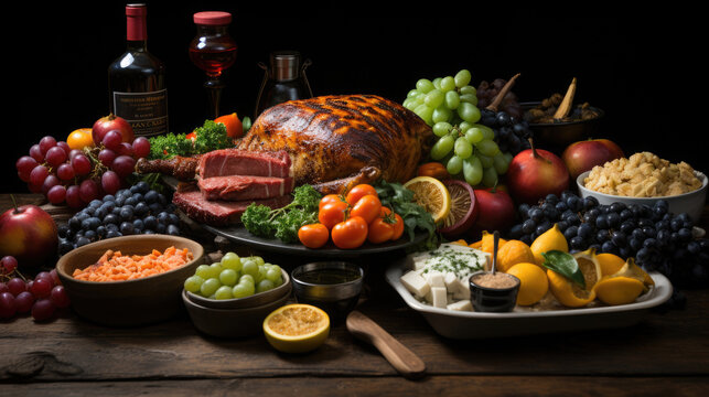 Food For Thanksgiving On A Wooden Table, Background Image, Hd